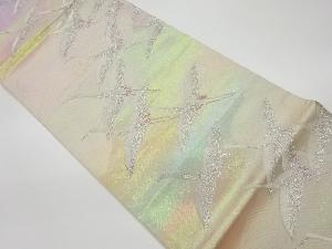 リサイクル　波に群鶴模様織出し袋帯